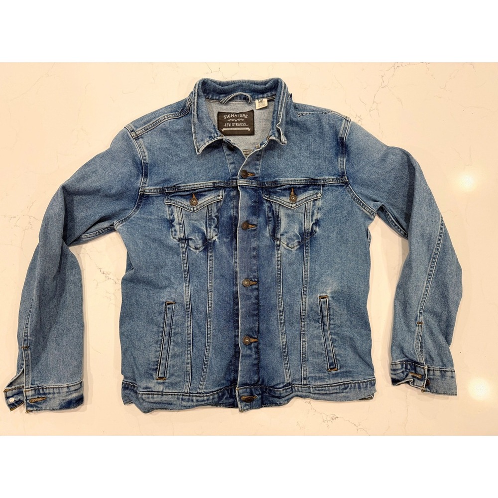 Signature by Levi Strauss 39760 Mens Trucker Denim Jacket Size XXL Medium Wash‎